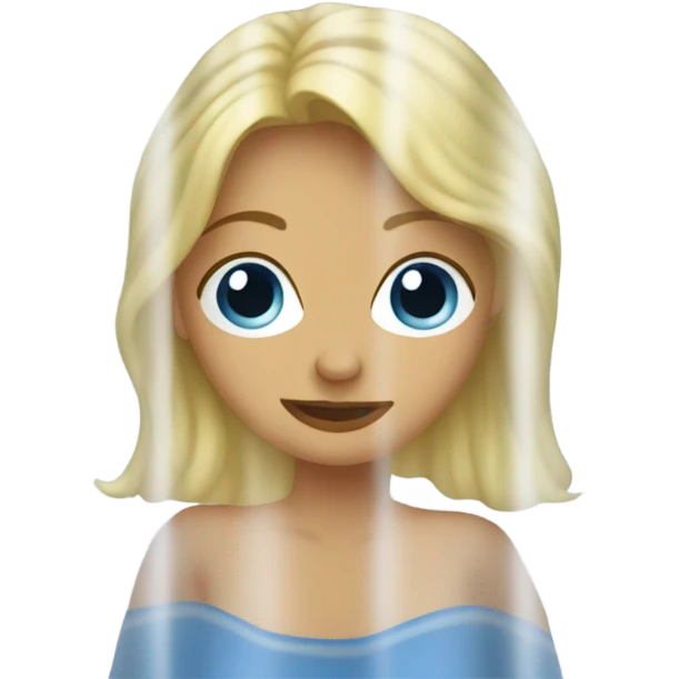 blonde woman hiding behind shower curtain emoji