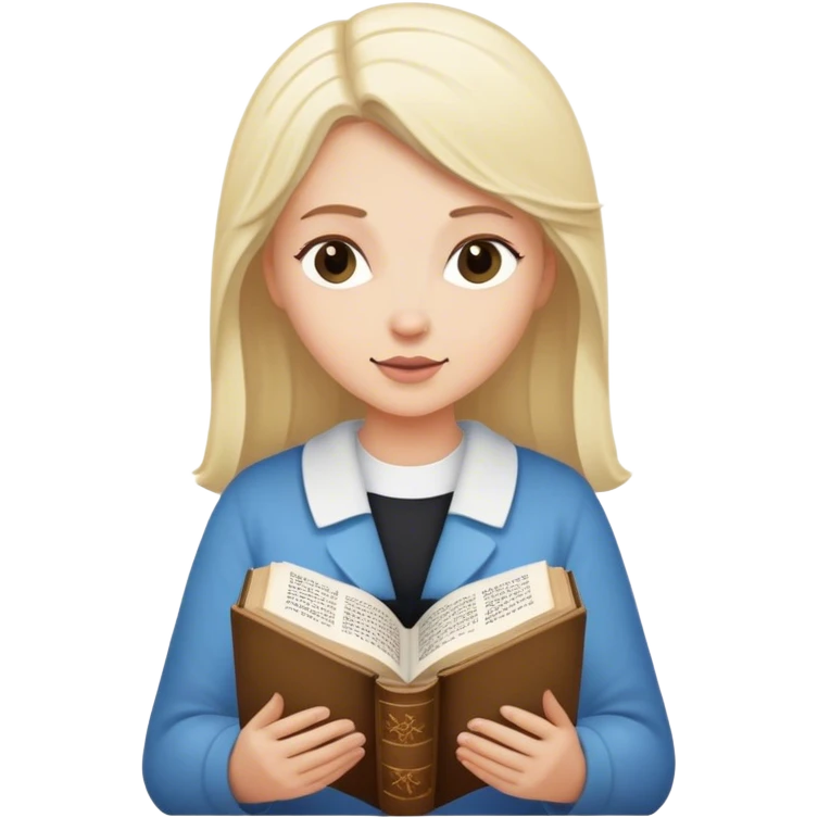 white blonde woman reading Bible emoji