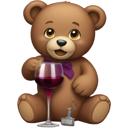 Teddy Bear drinking wine emoji