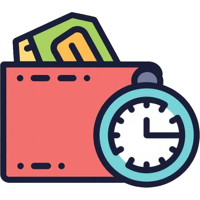 wallet next to a clock emoji