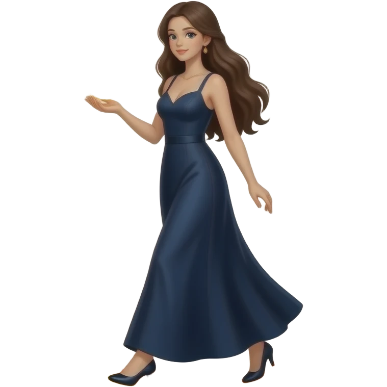 cinematic realistic - an elegant mystical girl in a long dark blue dress carries a small flaming globe in her hand and walks through a flaming ring emoji