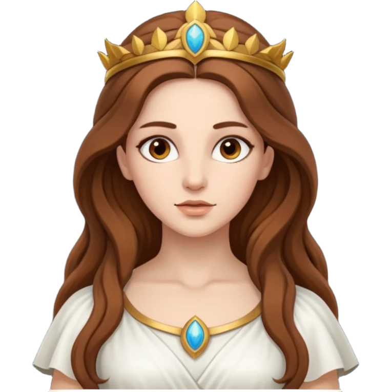 Libertas, Freedom Goddess from Rome Mythology with long brown hair, white outfit emoji