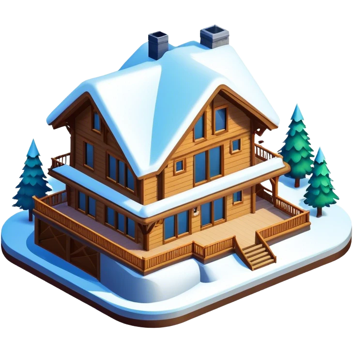 luxurious ski lodge isometric emoji