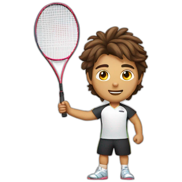 Jenue homme avec chauveux bruns jouant du badminton emoji