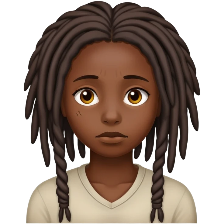 Darkskin black girl with locs sad emoji