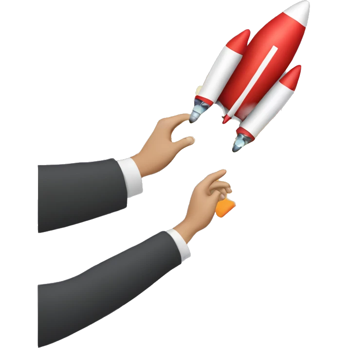 a hand catching a rocket emoji