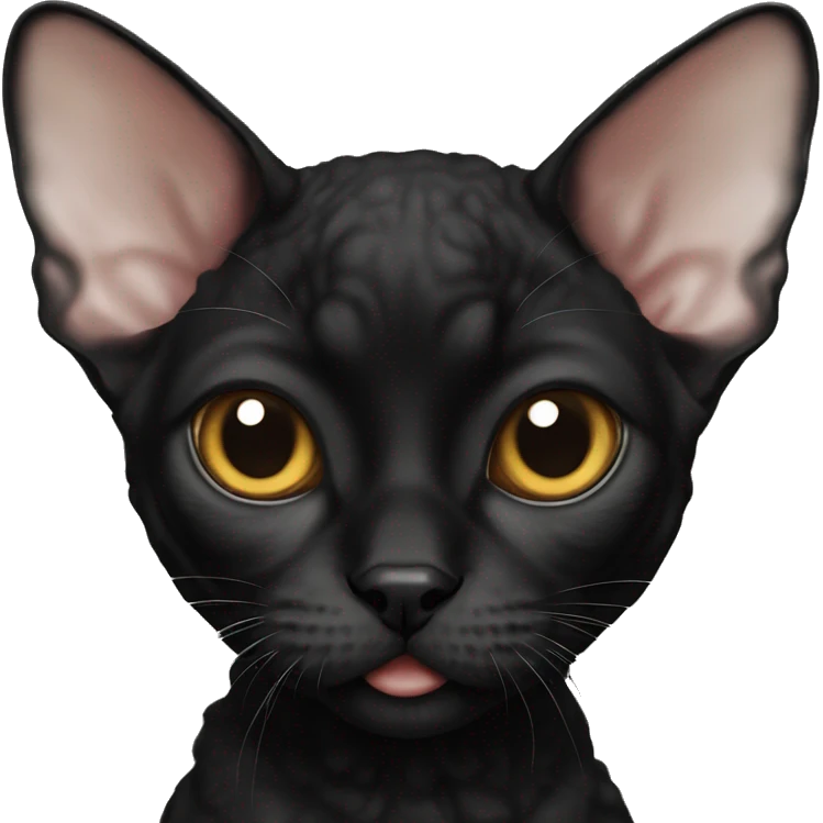 Cute black devon rex emoji