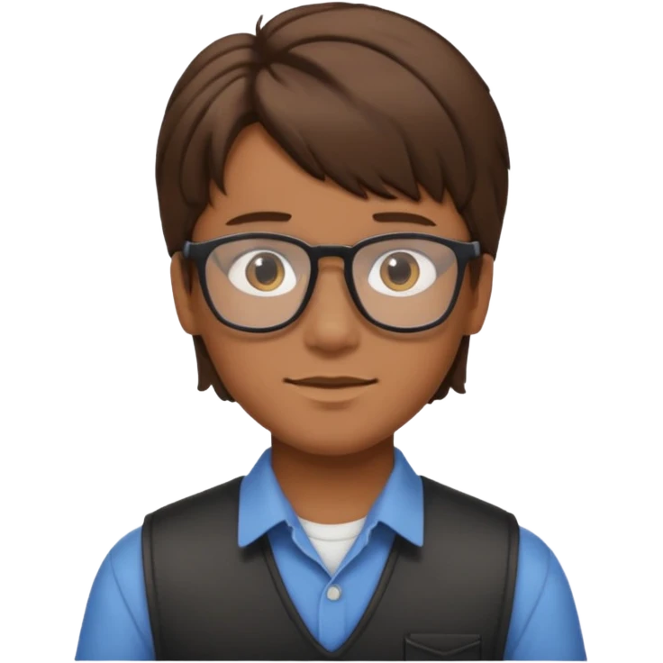 boy brown hair mullet glasses tan emoji