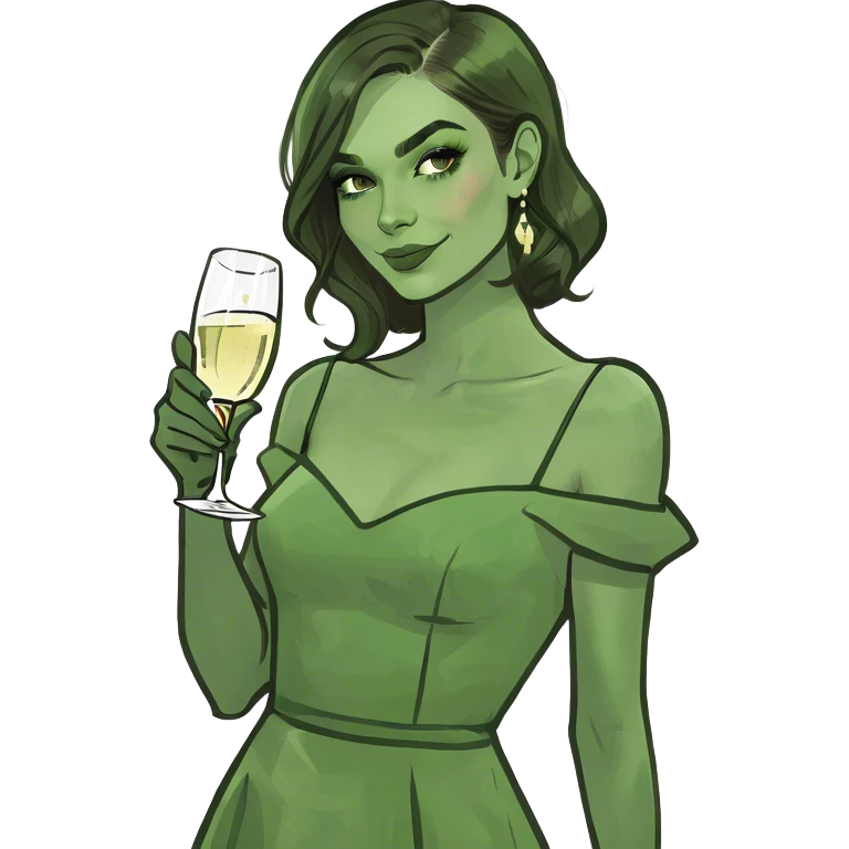 beautiful pale brunette girl with a glass of champagne  emoji