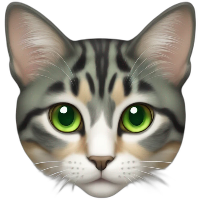 Tricolor cat with green eyes emoji