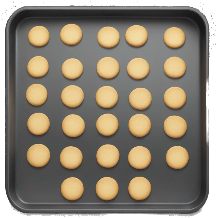 Realistic metallic black baking pan with white cookies inside. emoji