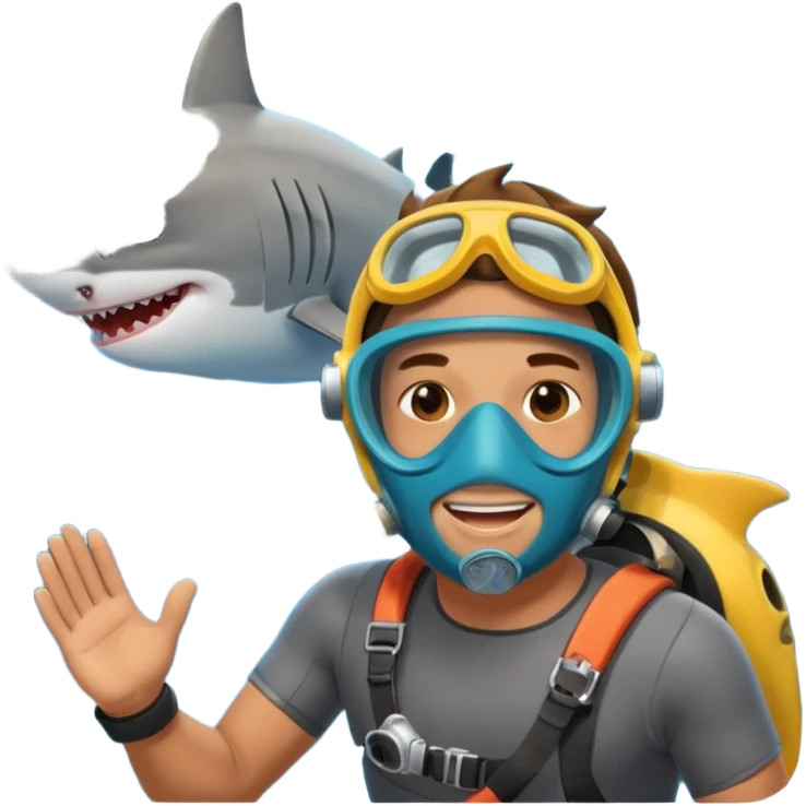 Man happy with a shark emoji