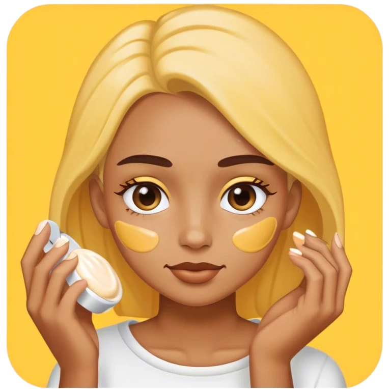 yellow girl applying cream on face emoji