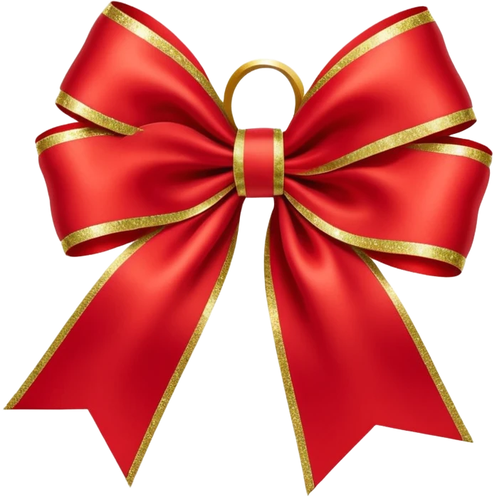 Red christmas bow with gold moving emoji
