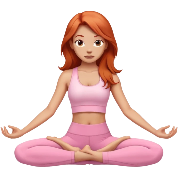 long red headed yoga girl light pink clothes  emoji