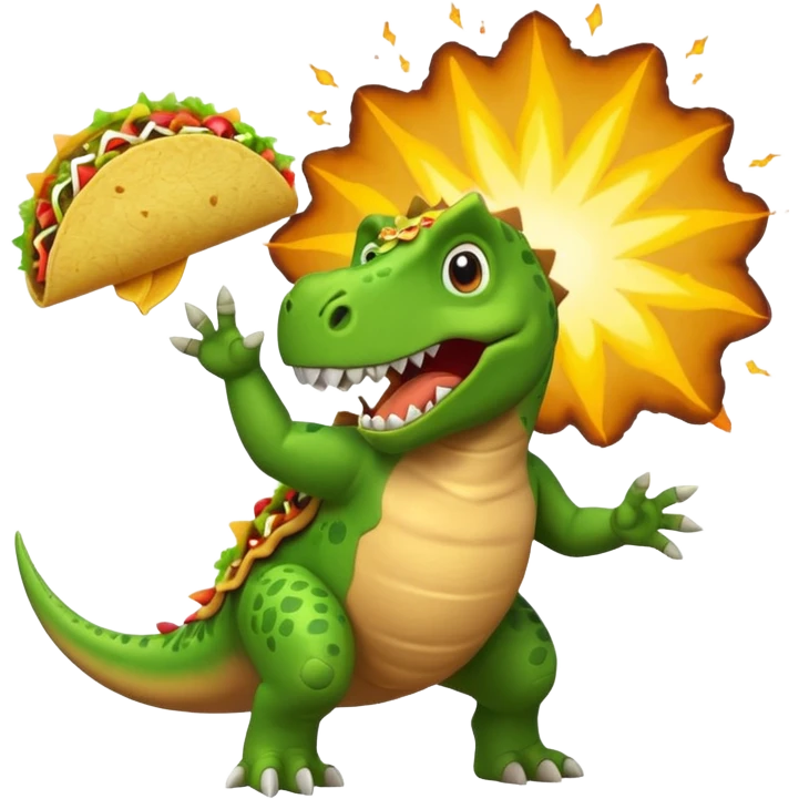 Dinosaur farting out a explosion with a taco in hand  emoji