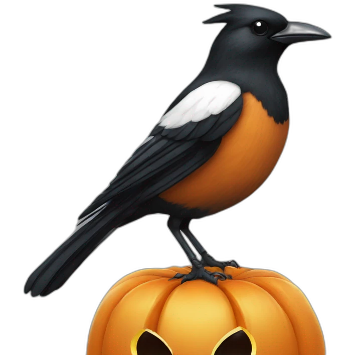magpie on a jack o lantern emoji