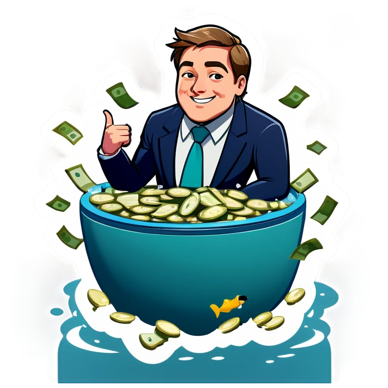 Mr beast swimming in a pool of money  emoji