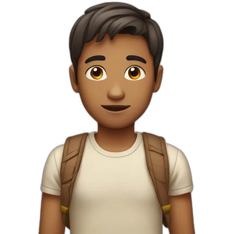 Boy with thin hair and Indian brown face  emoji