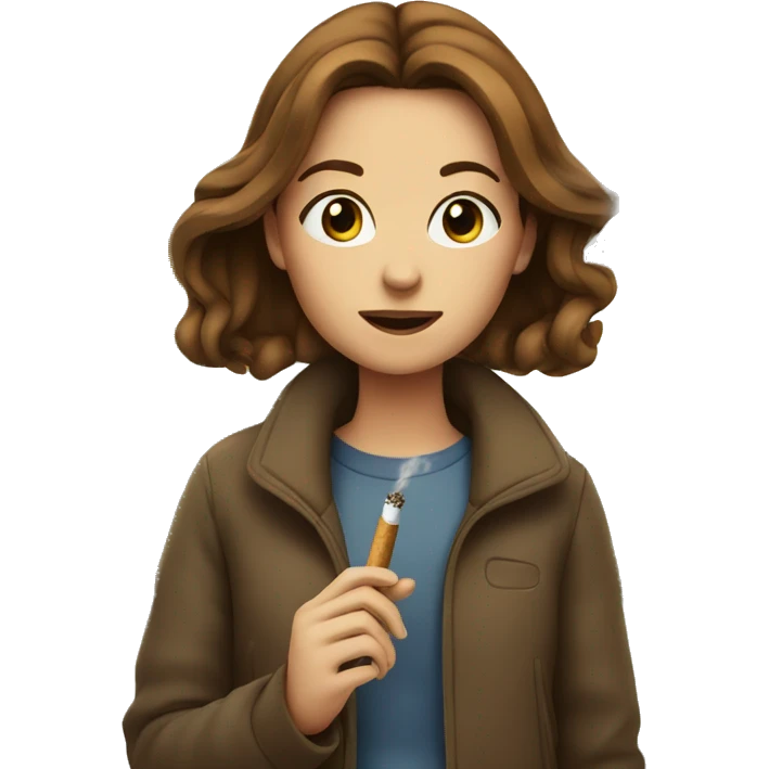 girl with brown hair outdoors smoking  emoji