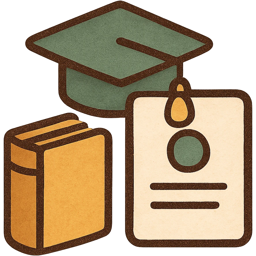 general education icon, modern look, green gold and white color scheme, rounded shapes, simple design, no background emoji