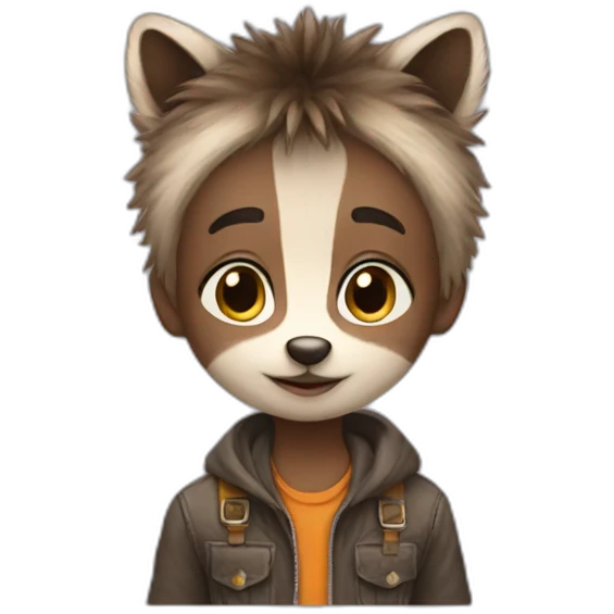 little boy on a raccoon emoji