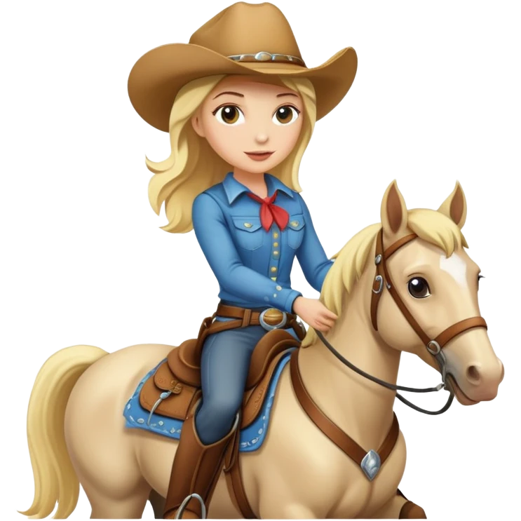 Blonde cowgirl riding a horse emoji