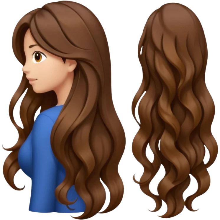 back view of long brown hair emoji