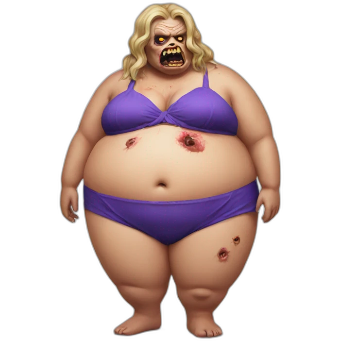 fat zombie wearing a bikini hyperrealistic emoji