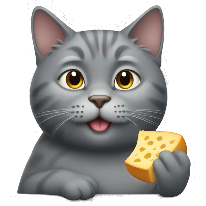 Fat gray cat eating  emoji