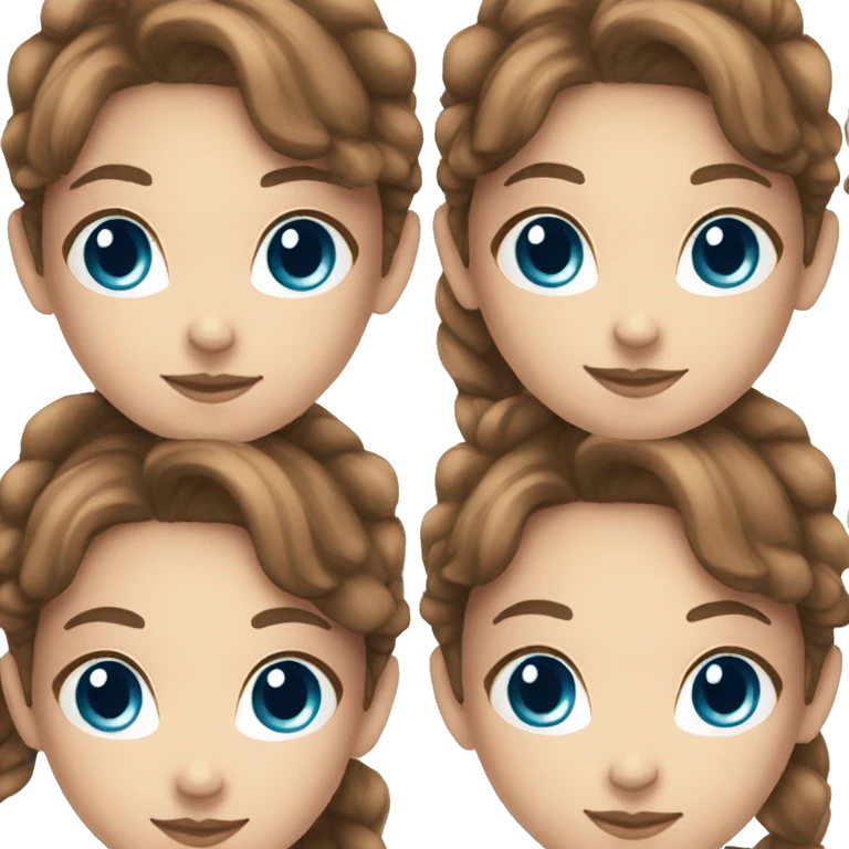 girl brown hair blue eyes smiling emoji
