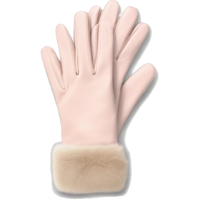 Pale blush pink gloves with beige fur cuff emoji