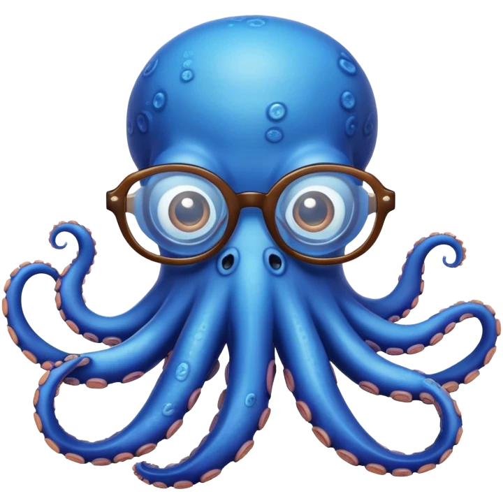 blue funny octopus with glasses emoji