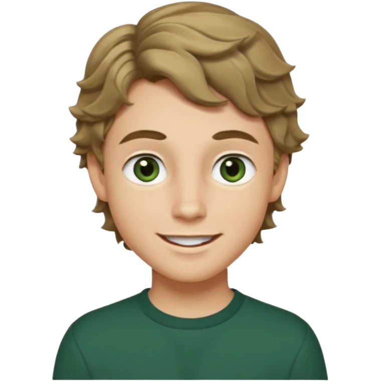 Сделай мальчика с длинными широким плечами  в белом лонгсливе , немного темный блондин,волнистые волосы, flow cut,   hunter green almond eyes,низко посаженные тёмные брови, немного большие губы губы,ехидная улыбка с зубами emoji