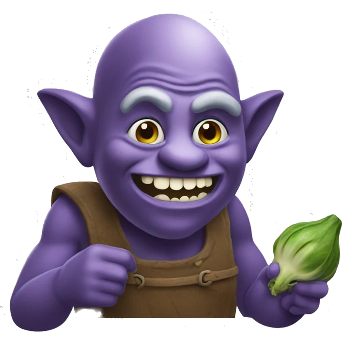 Short troll eating eggplant  emoji