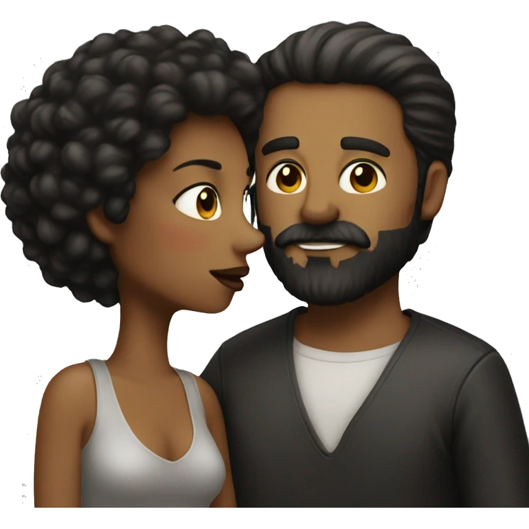 man beard woman dark hair kissing emoji
