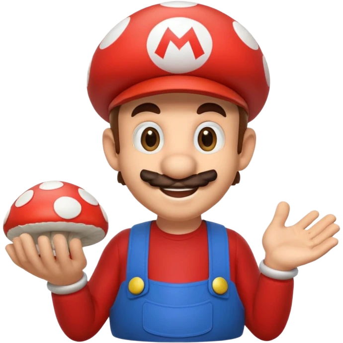 Super Mario holding a mushroom emoji