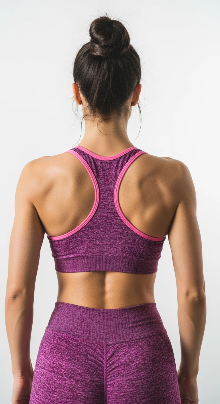 donna fitness di spalle con spina dorsale in evidenza, sfondo bianco emoji