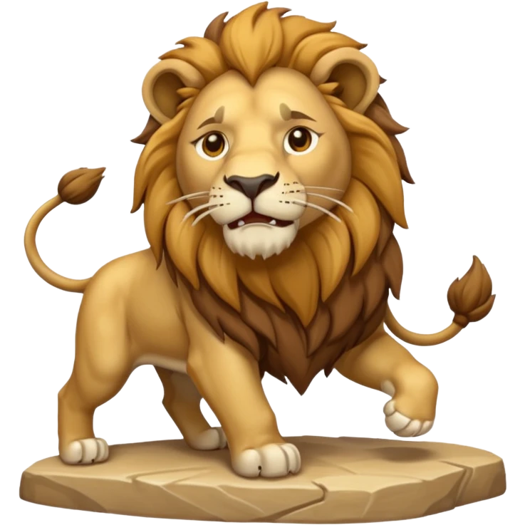 An emoji of a majestic lion from ancient Assyrian art, shown in a hunting scene. emoji