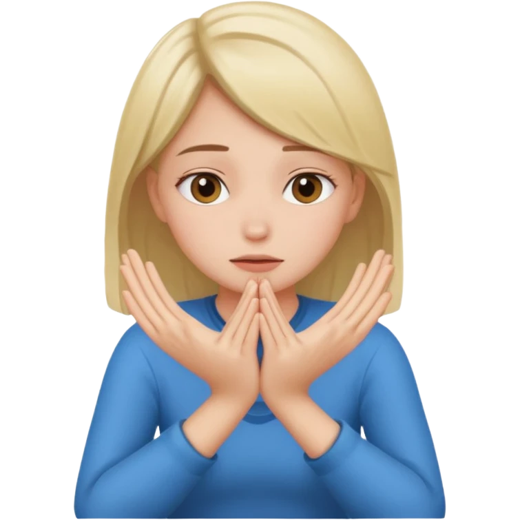 девочка  сидит и закрывает руками лицо emoji