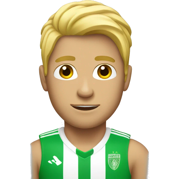 A blond man with a soccer outfit emoji