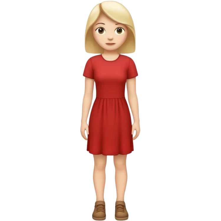 Create me an emoji of a full body white female in a casual dress, looking to her right. emoji