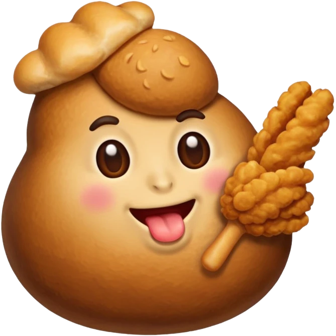 Poop emoji eating fried chicken emoji