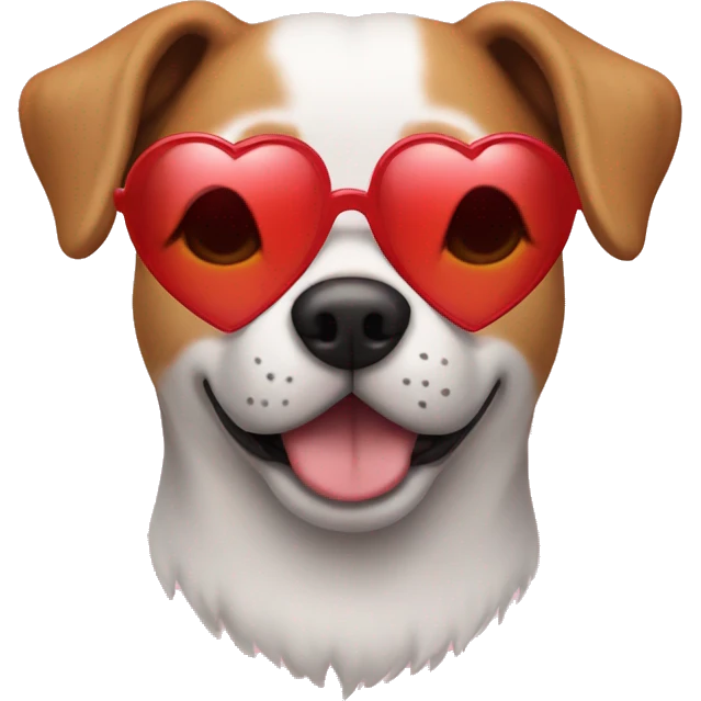 Dog wearing heart sunglasses emoji