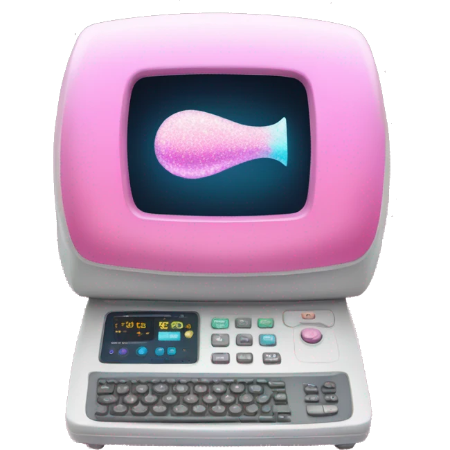 Pink ombre ultrasound machine with glitter emoji
