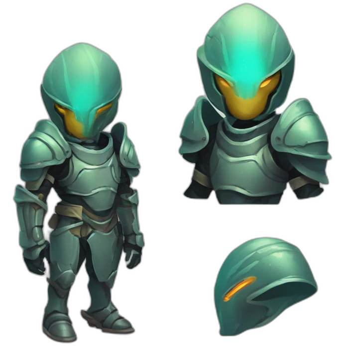 alien character wearing heavy armour futuristic roguelike rpg style inspired by slay the spire emoji