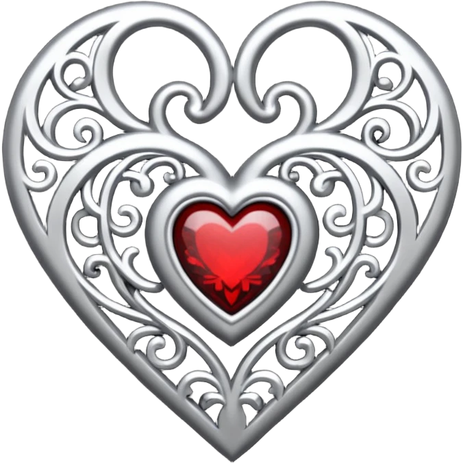gothic heart with silver filigree and dark shading emoji
