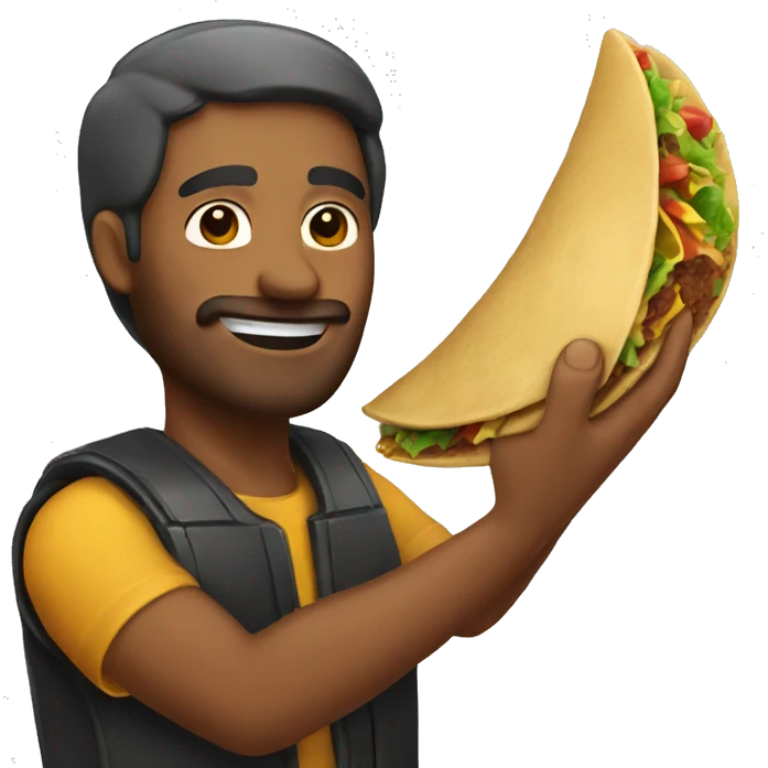 handing a taco emoji