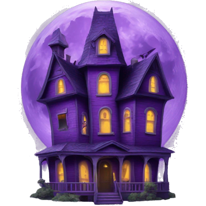 Purple Haunted House Moon emoji
