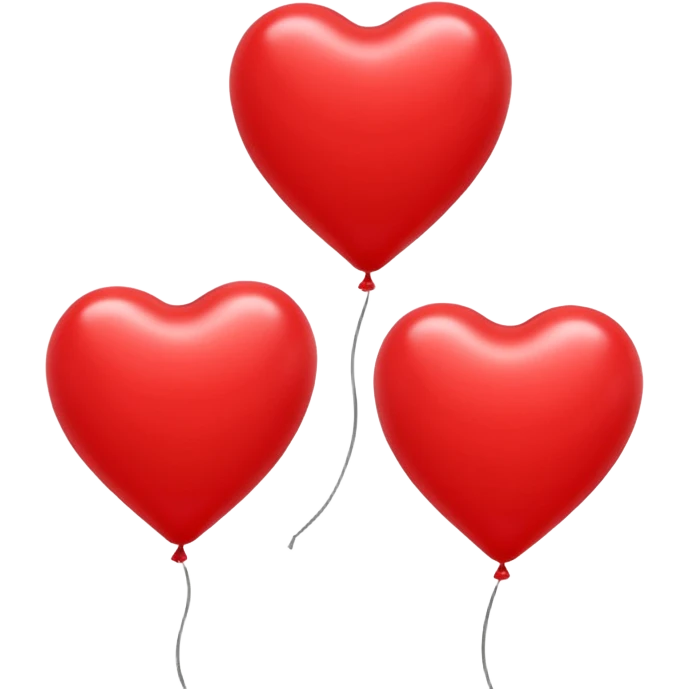 2 red heart-shaped balloons on a white background emoji